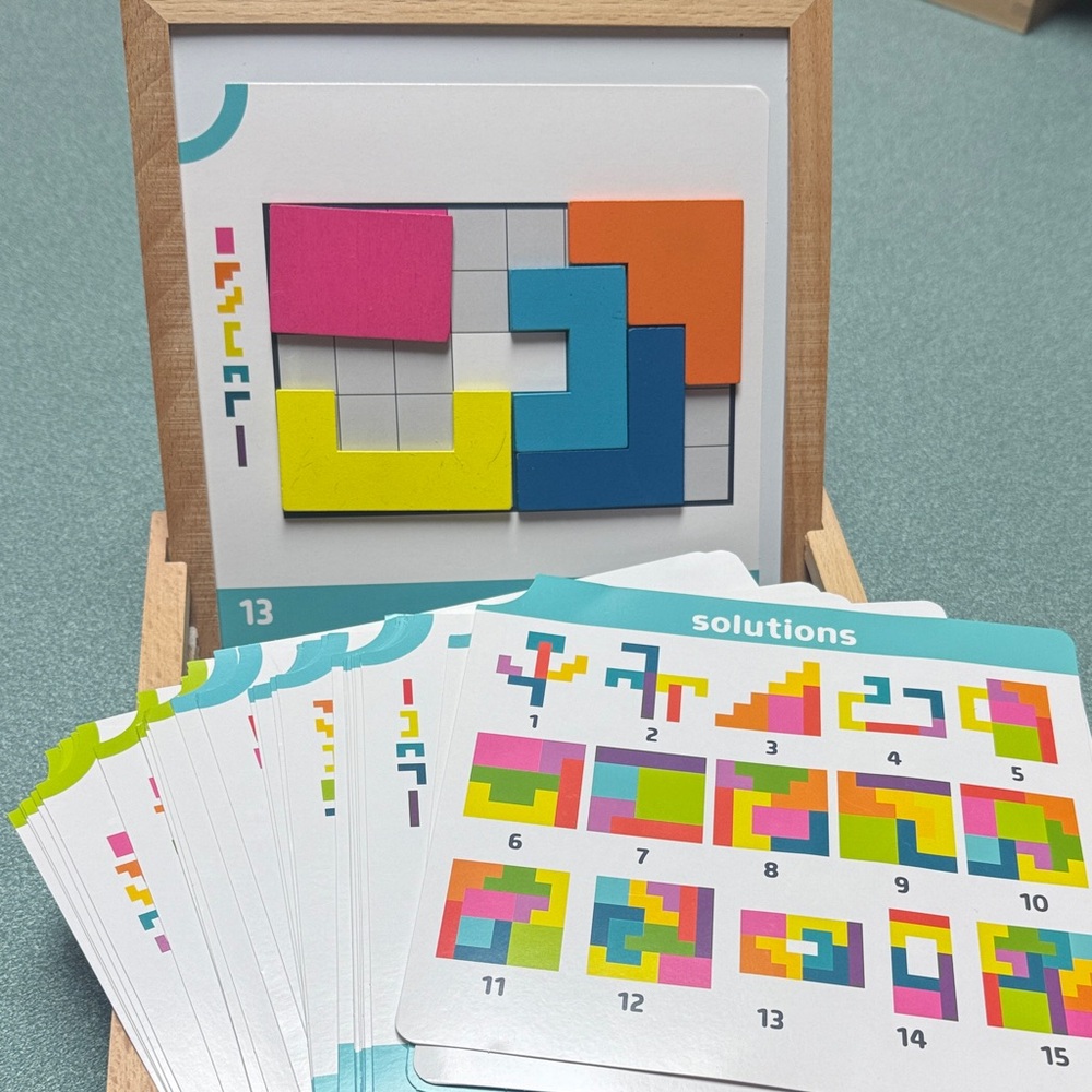 OT Approved! Magnetic Wooden Puzzle Patterns Visual Motor Game, Cards/Solutions
